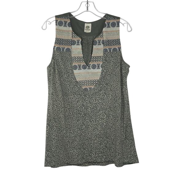 Anthropologie Tiny green bohemian sleeveless blouse women's size Medium - Picture 1 of 11